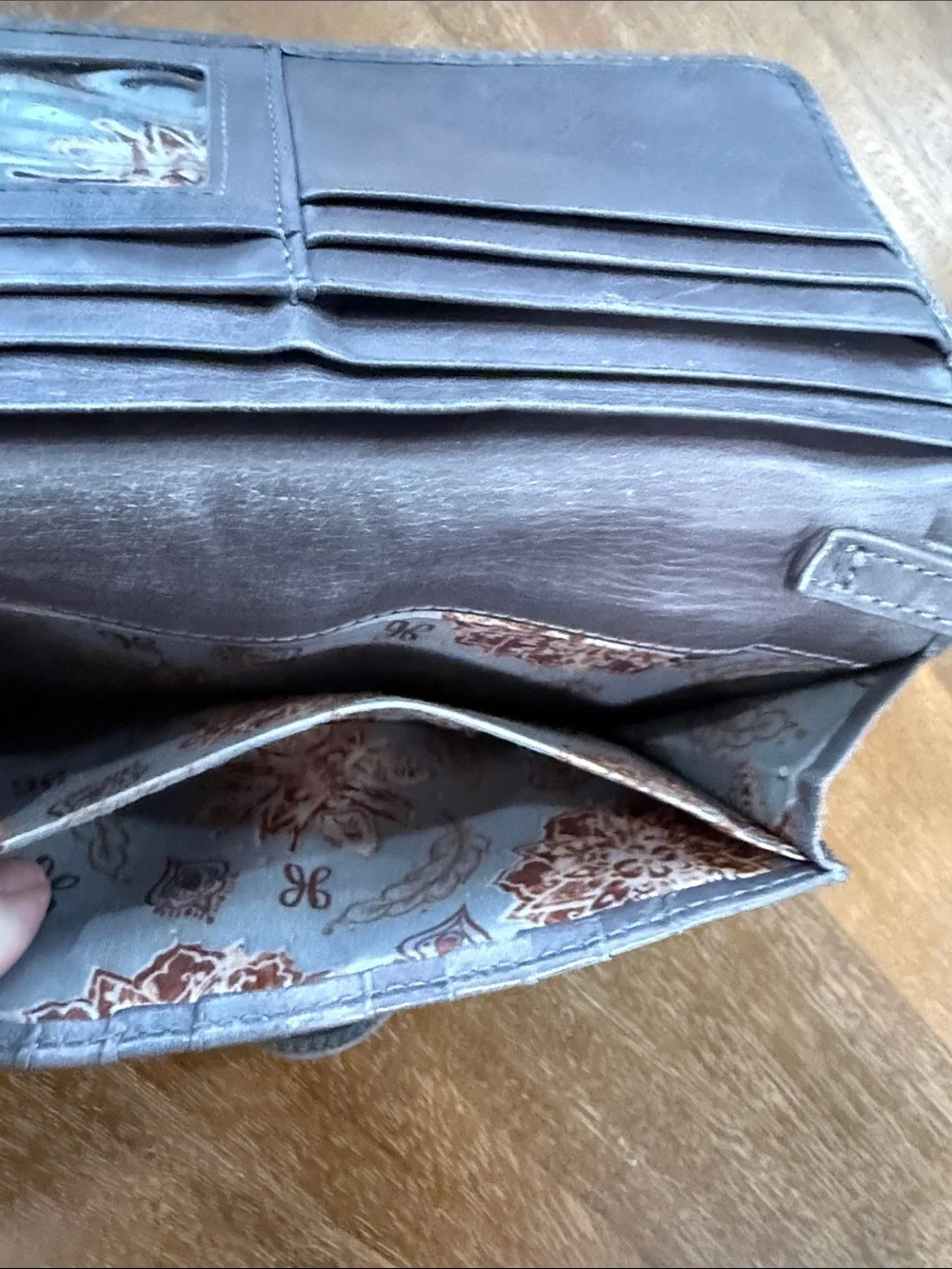 HOBO Gray Leather Wristlet Phone Case Wallet